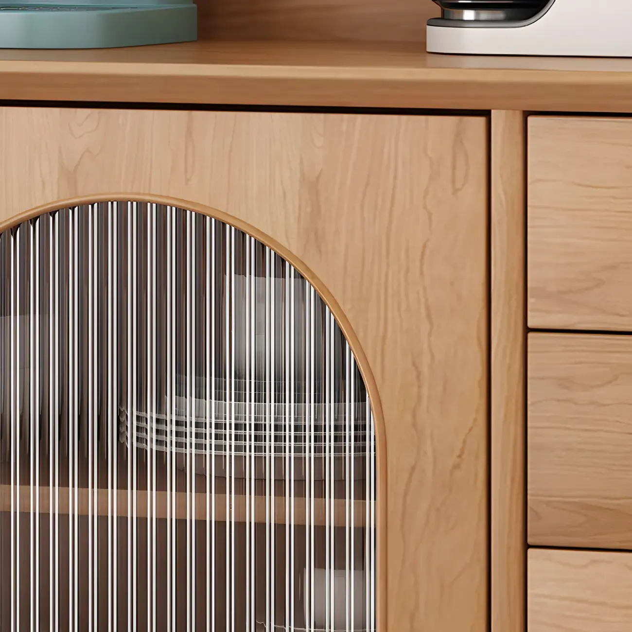 Durable Wooden Display Cabinet with Glass Doors for Dining Room Image - 10