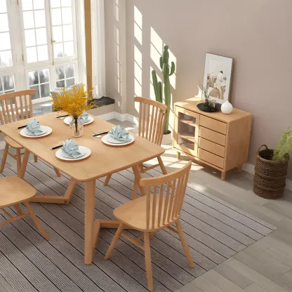 Modern Wooden Display Cabinet with Drawers and Legs for Home Image - 6