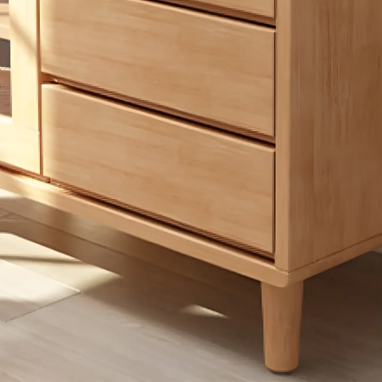 Modern Wooden Display Cabinet with Drawers and Legs for Home Image - 10