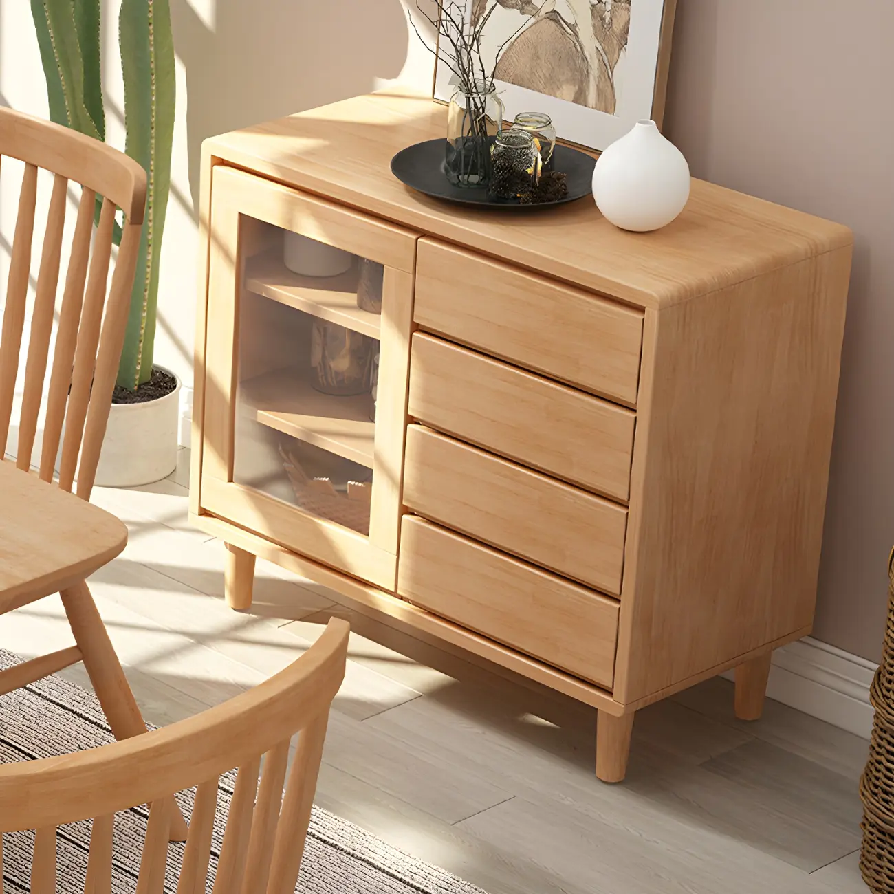 Modern Wooden Display Cabinet with Drawers and Legs for Home Image - 12 | homeyfad