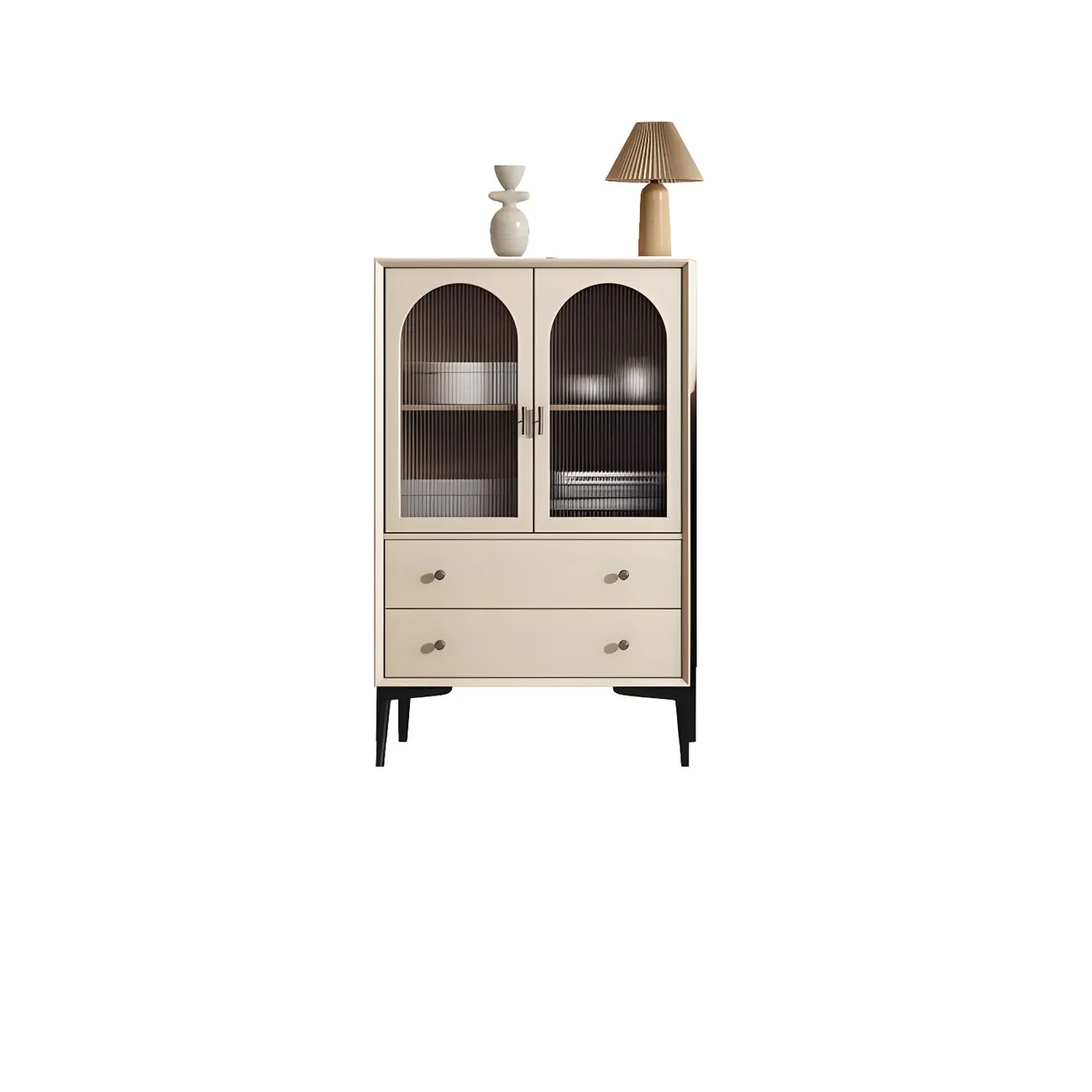 Glam White Wooden Display Cabinet with Drawers for Dining Room Image - 5 | homeyfad