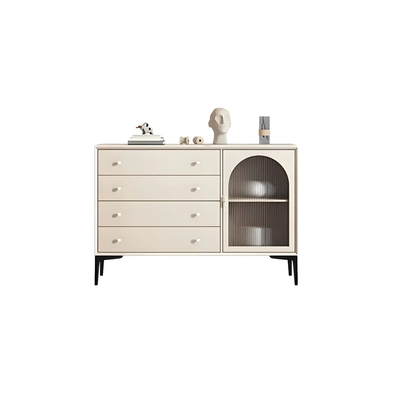 Glam White Wooden Display Cabinet with Drawers for Dining Room Image - 11