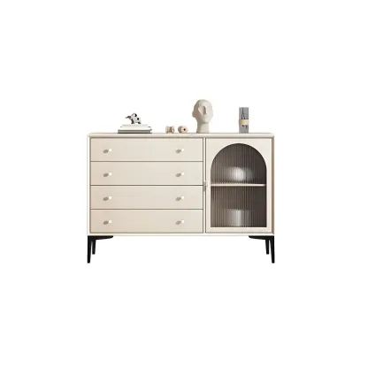 Glam White Wooden Display Cabinet with Drawers for Dining Room Image - 11