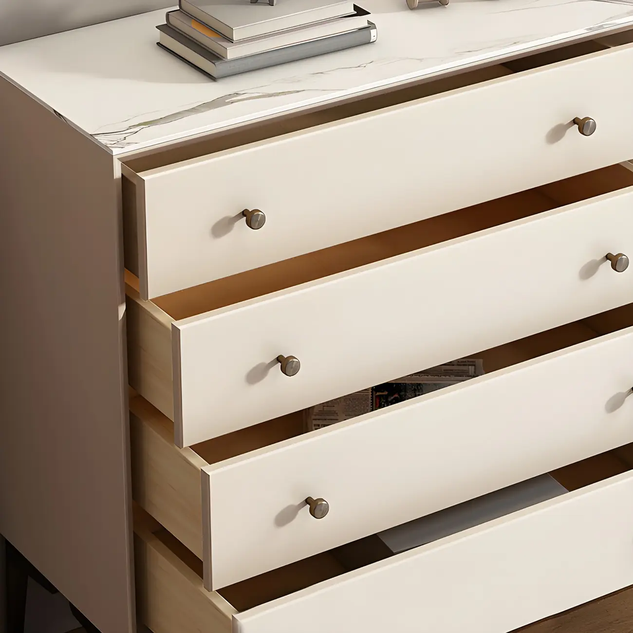 Glam White Wooden Display Cabinet with Drawers for Dining Room Image - 14 | homeyfad