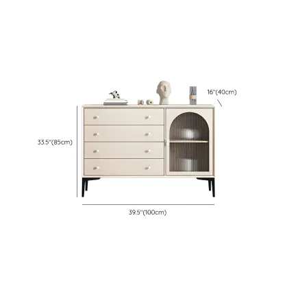 Glam White Wooden Display Cabinet with Drawers for Dining Room Image - 17