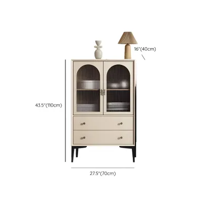 Glam White Wooden Display Cabinet with Drawers for Dining Room Image - 20