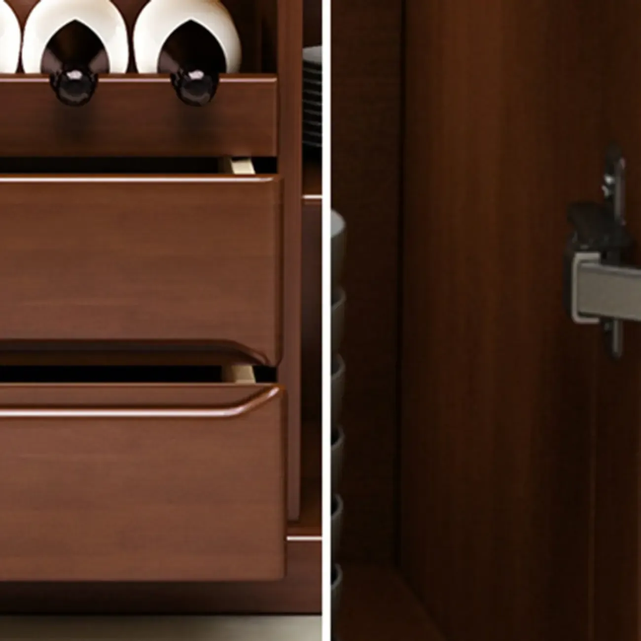 Classic Freestanding Wooden Wine Cabinet for Living Room Image - 9