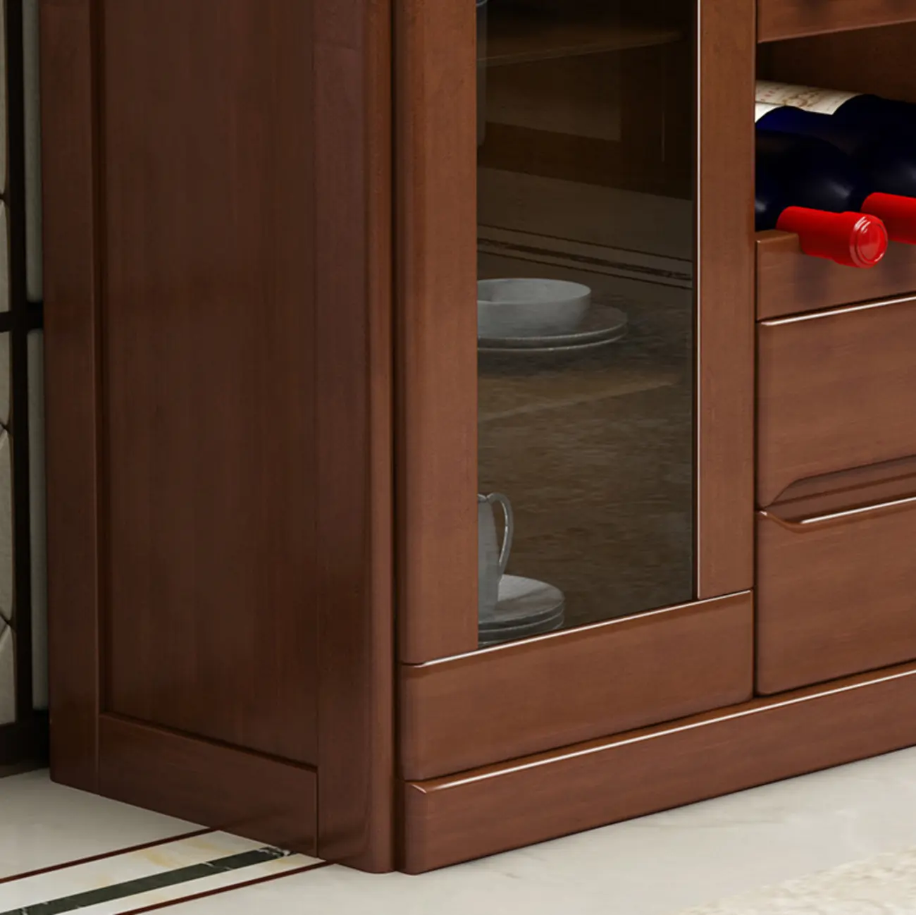 Classic Freestanding Wooden Wine Cabinet for Living Room Image - 10 | homeyfad