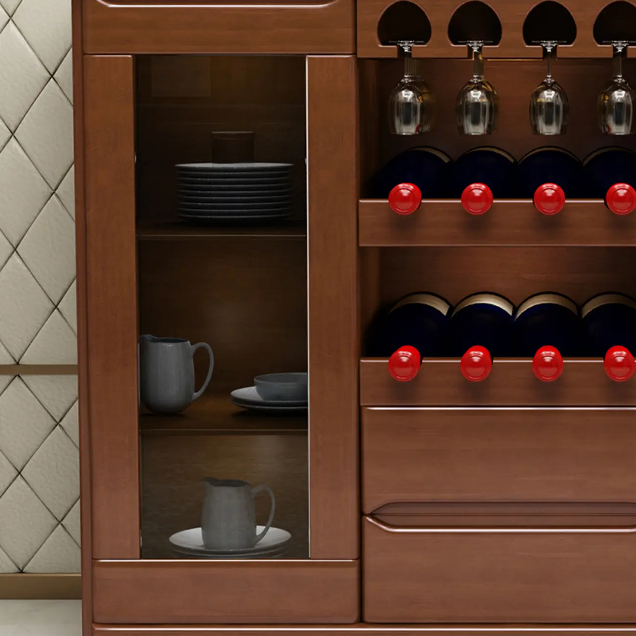 Classic Freestanding Wooden Wine Cabinet for Living Room Image - 11 | homeyfad