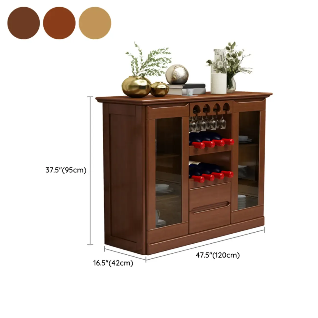 Classic Freestanding Wooden Wine Cabinet for Living Room #size
