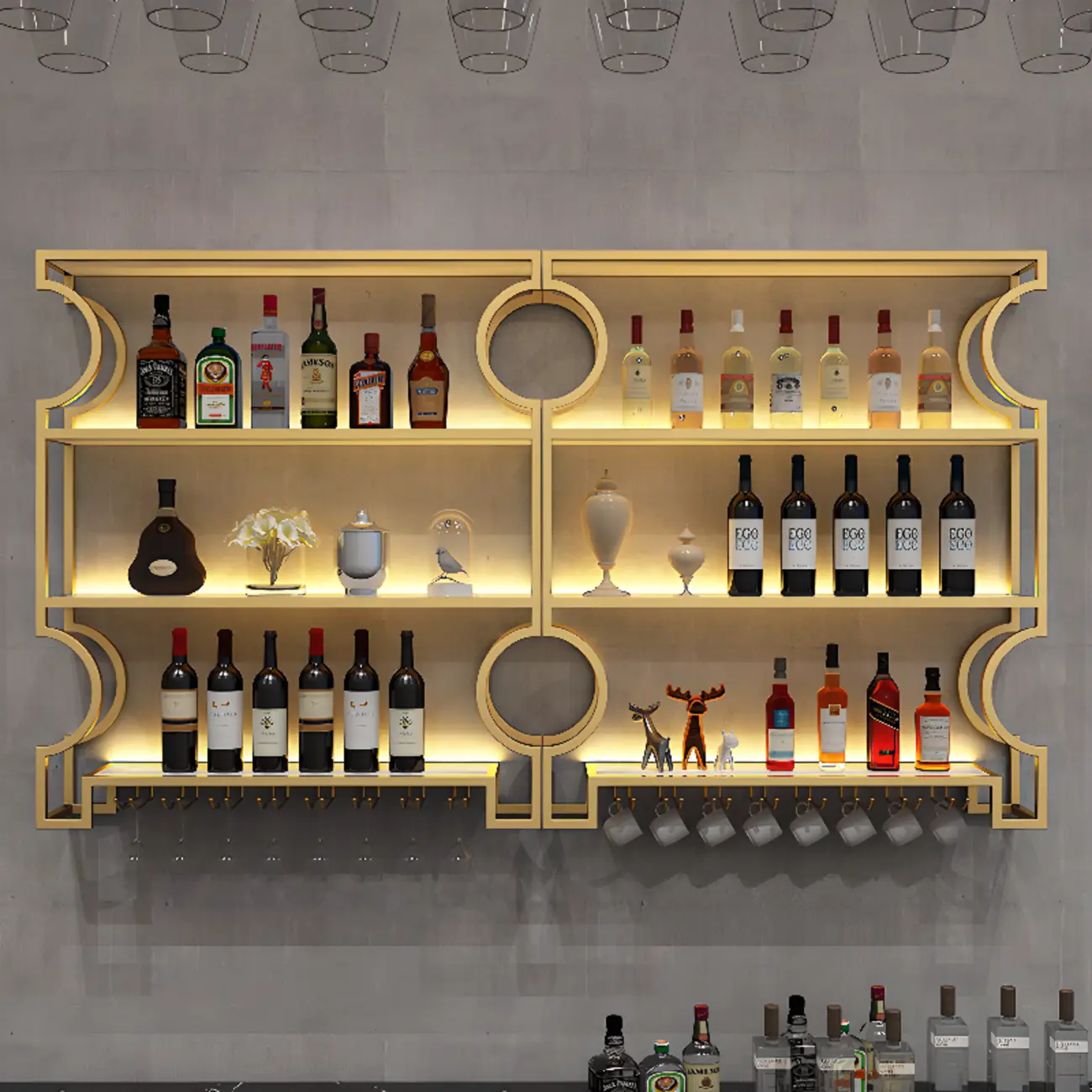 Stylish Wall-Mounted Metal Wine Shelf Rack for Home Bar Image - 1 | homeyfad
