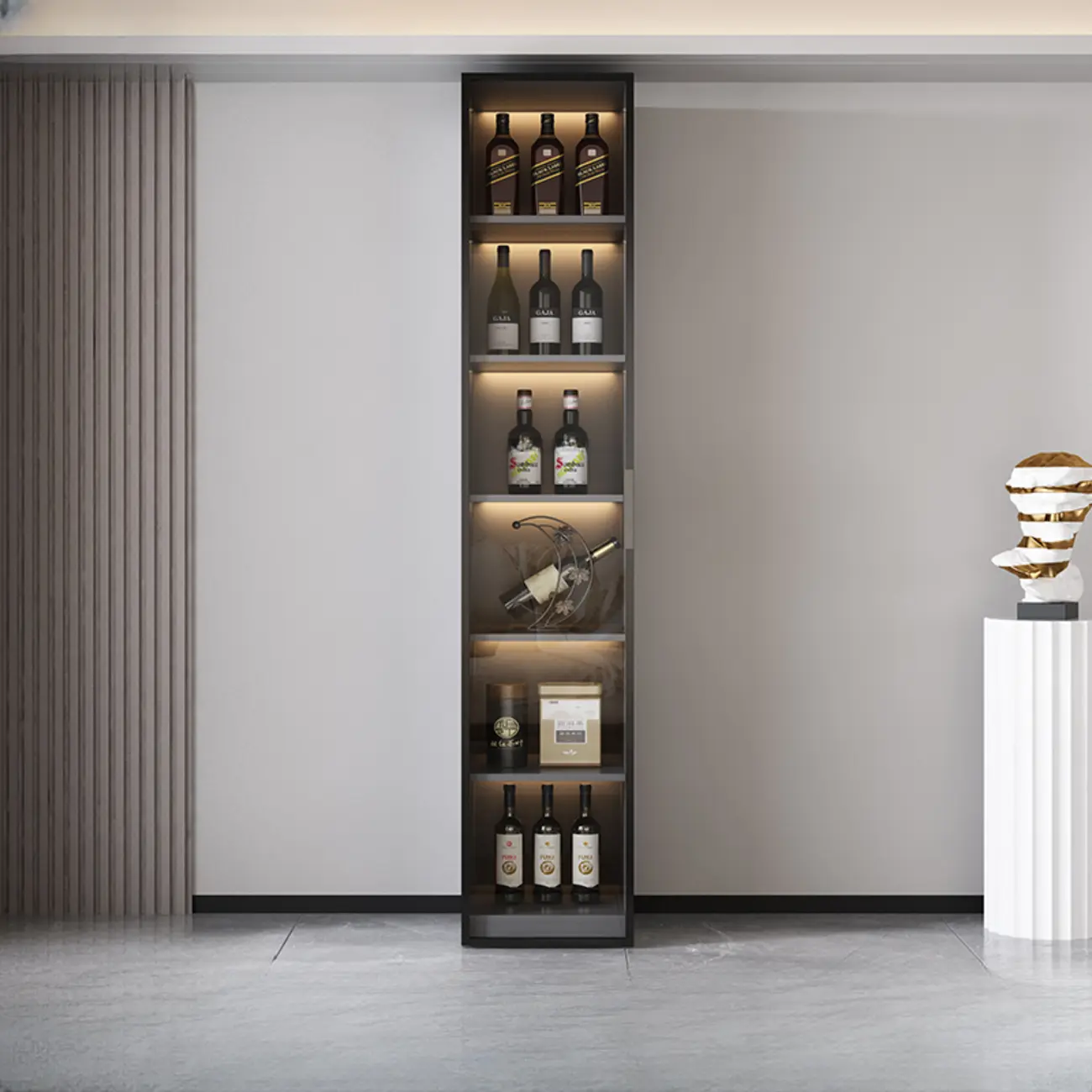 Modern Wooden Wine Cabinet with Light for Living Room Image - 2 | homeyfad