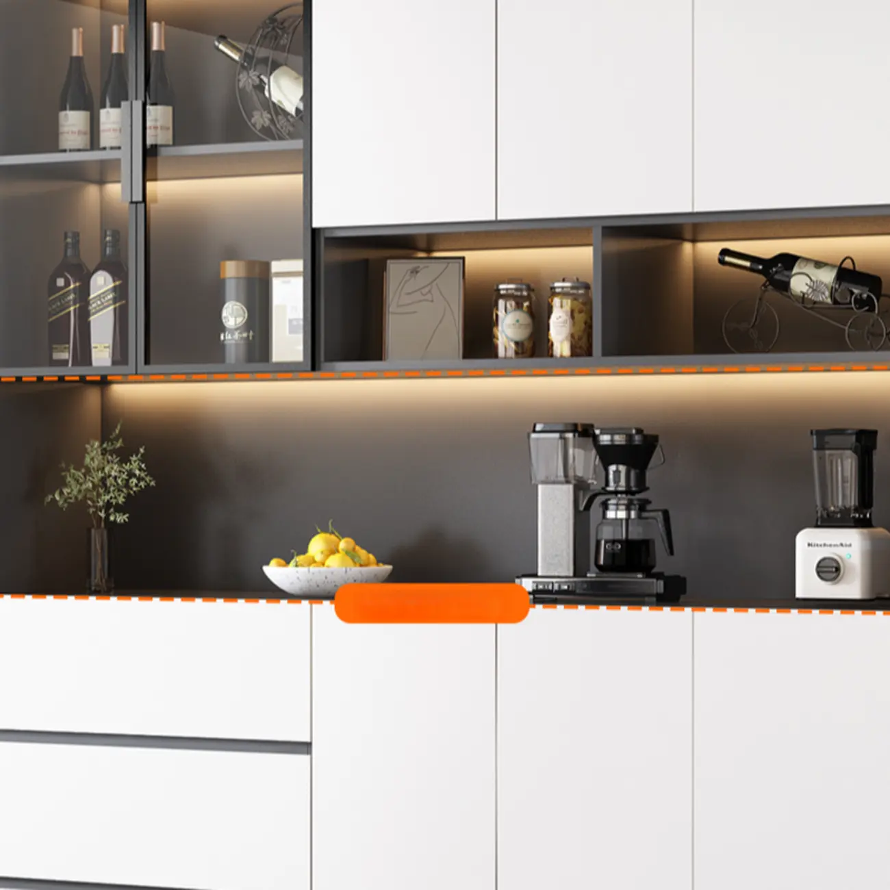 Modern Wooden Wine Cabinet with Light for Living Room Image - 4 | homeyfad