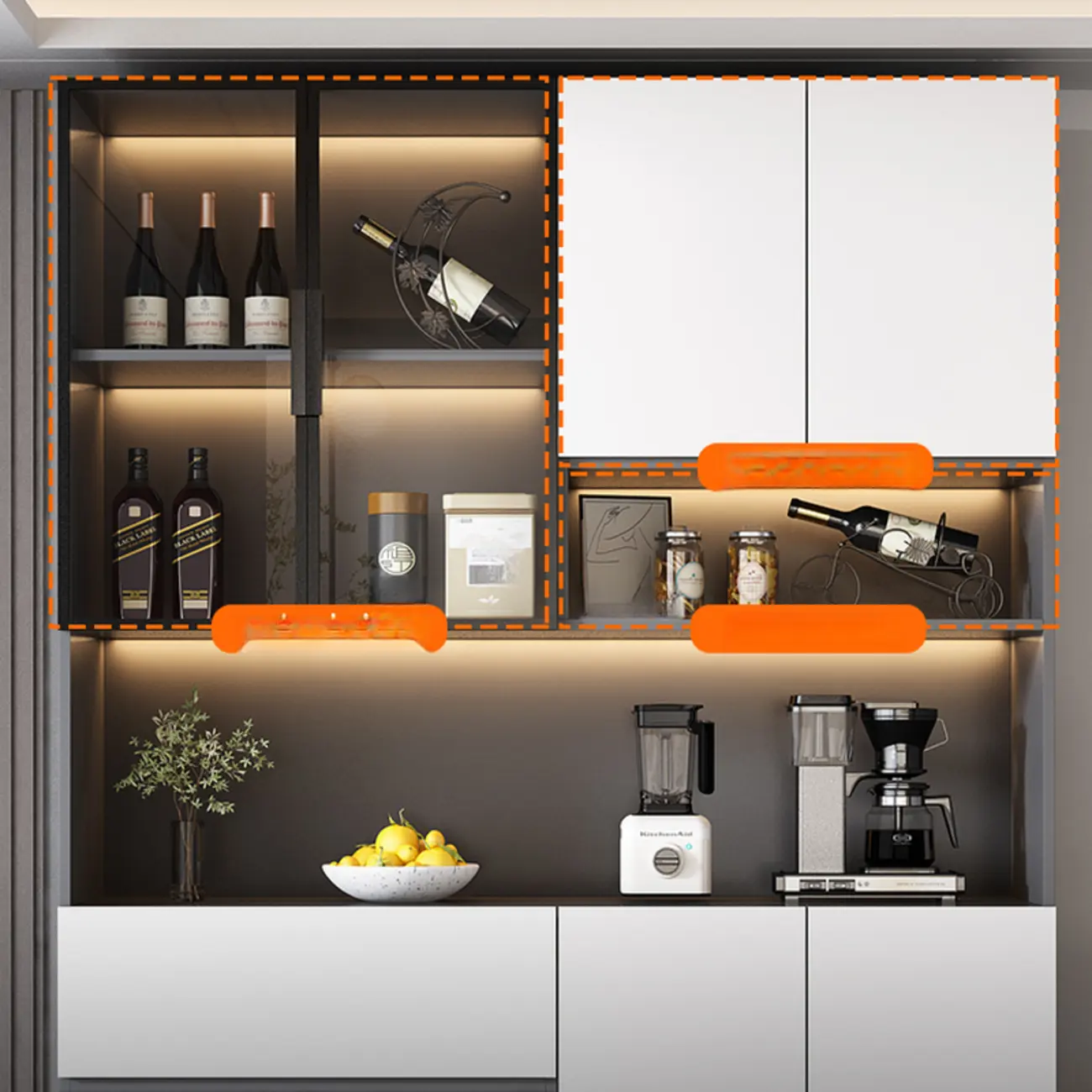 Modern Wooden Wine Cabinet with Light for Living Room Image - 6 | homeyfad