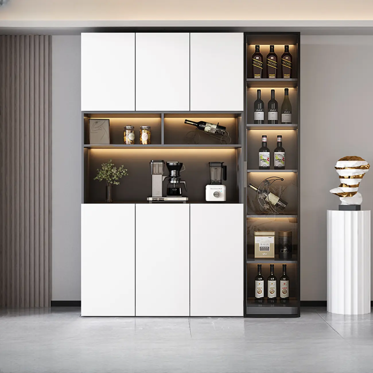 Modern Wooden Wine Cabinet with Light for Living Room Image - 11 | homeyfad