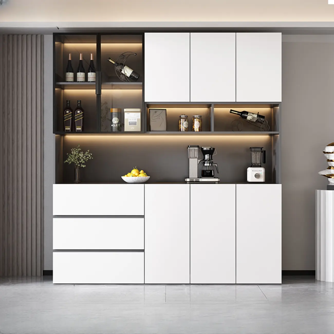 Modern Wooden Wine Cabinet with Light for Living Room Image - 12 | homeyfad