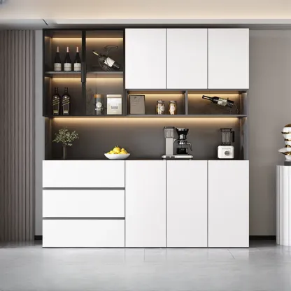 Modern Wooden Wine Cabinet with Light for Living Room Image - 13