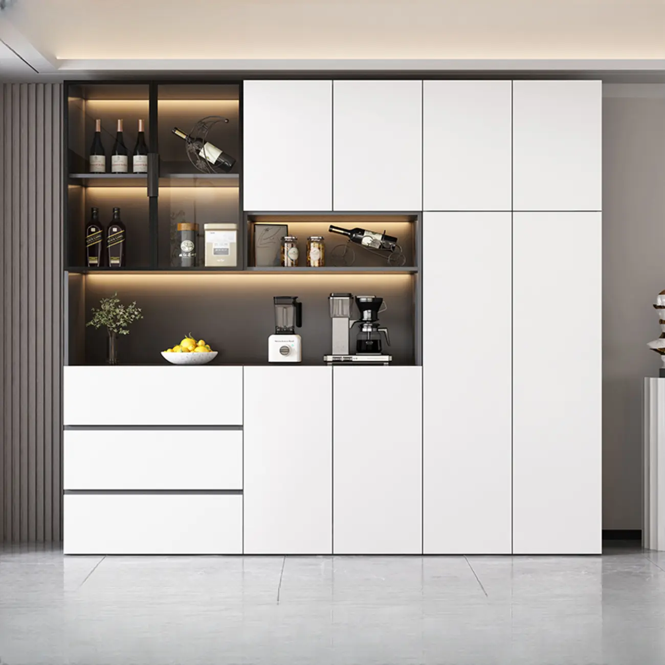 Modern Wooden Wine Cabinet with Light for Living Room Image - 16 | homeyfad