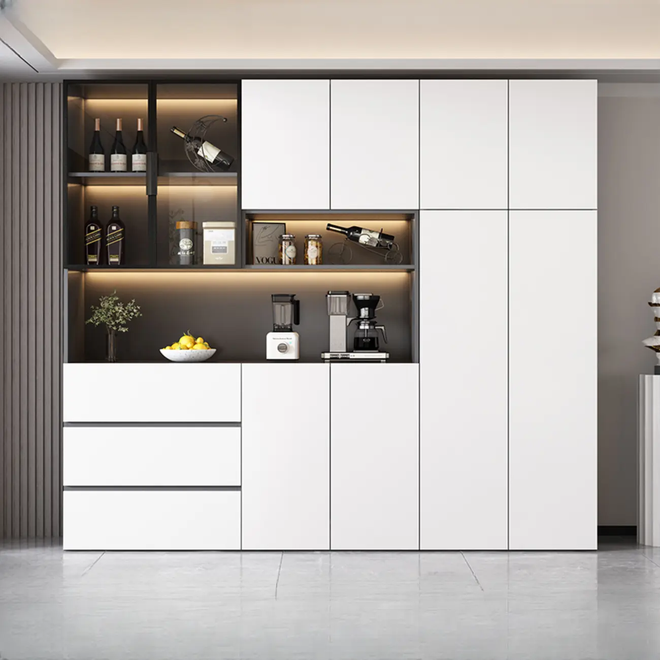 Modern Wooden Wine Cabinet with Light for Living Room Image - 19 | homeyfad