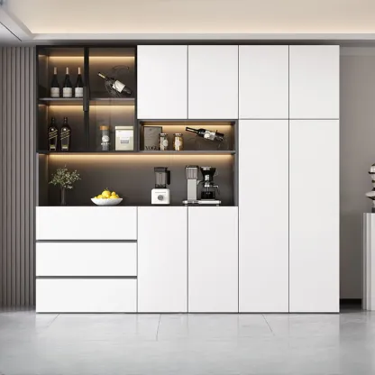 Modern Wooden Wine Cabinet with Light for Living Room Image - 19