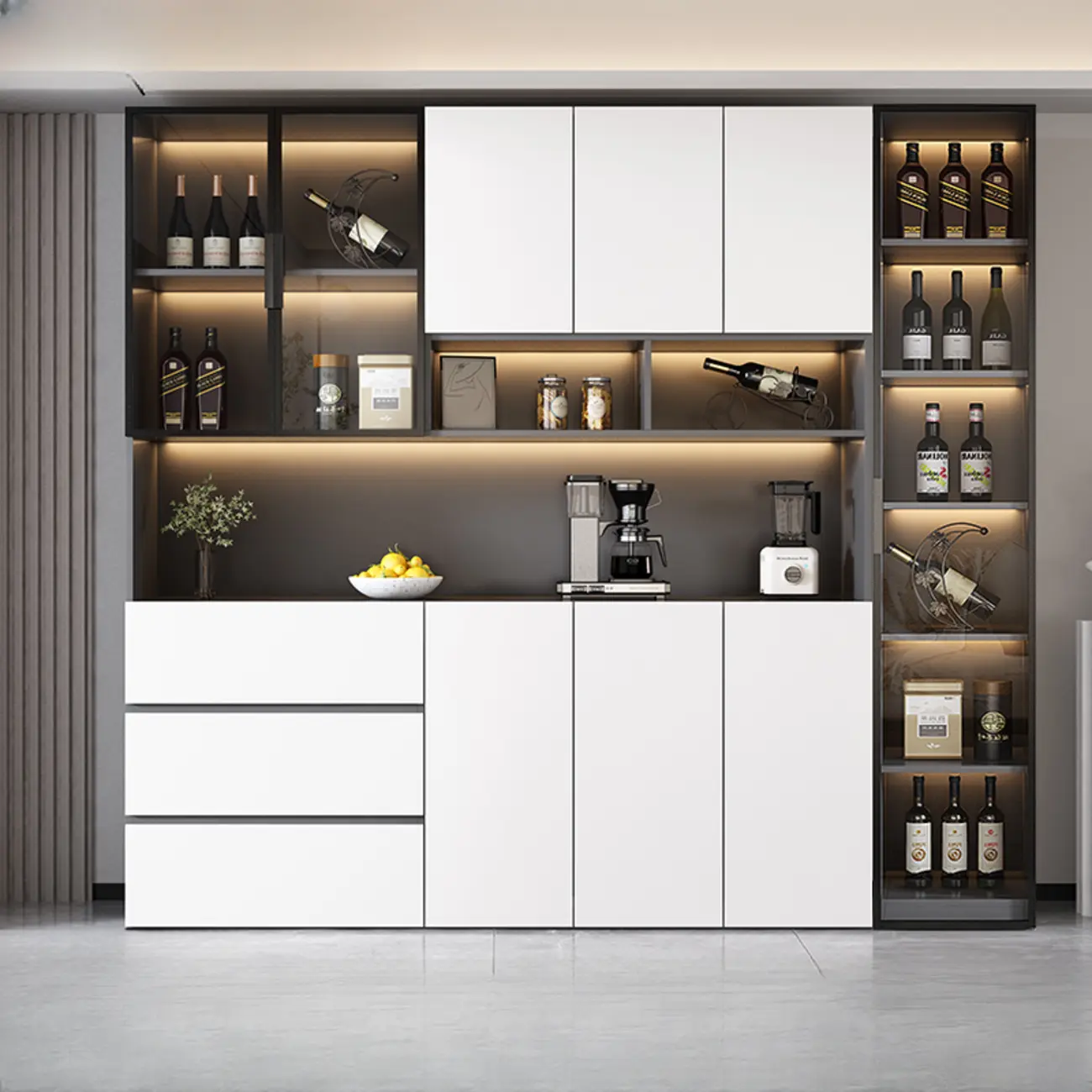 Modern Wooden Wine Cabinet with Light for Living Room Image - 21 | homeyfad