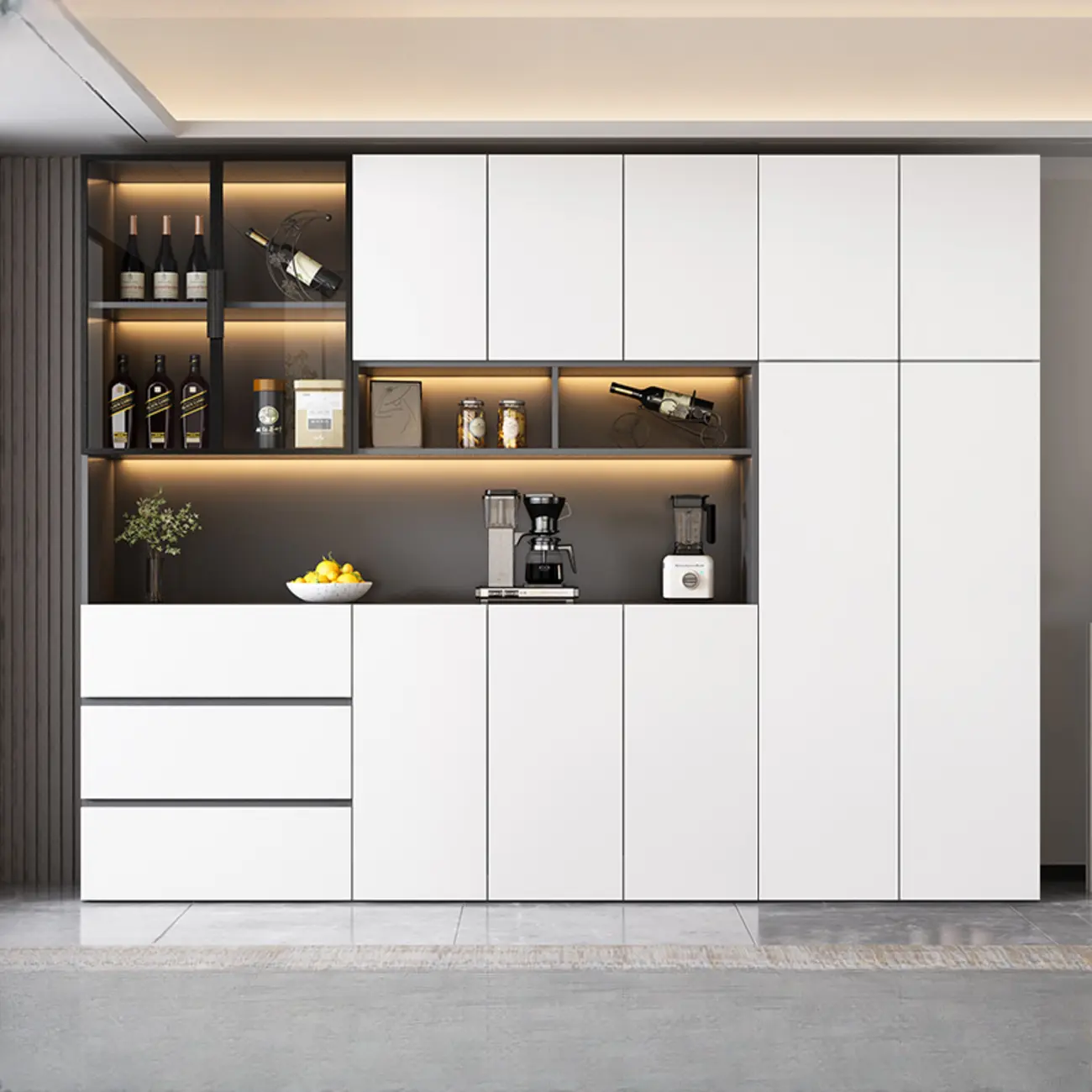 Modern Wooden Wine Cabinet with Light for Living Room Image - 22 | homeyfad