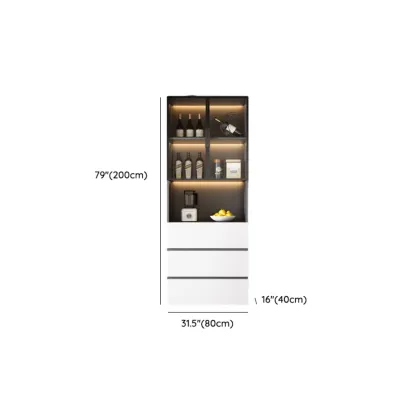 Modern Wooden Wine Cabinet with Light for Living Room Image - 26