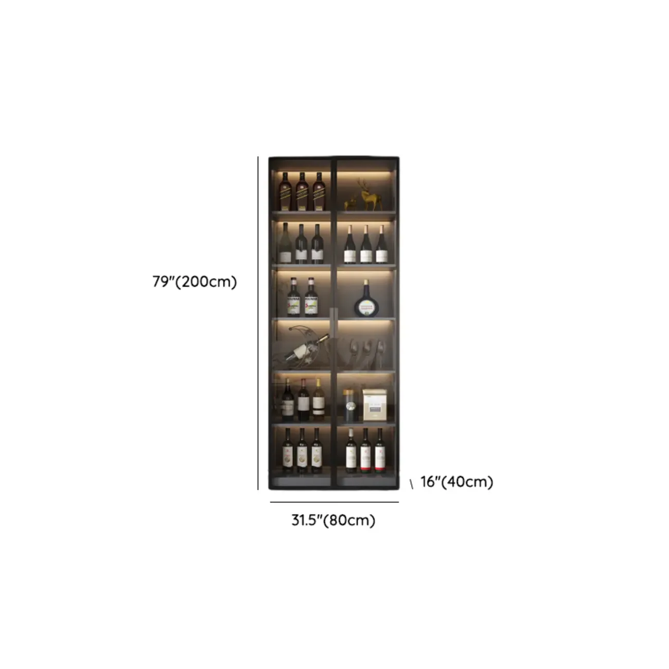 Modern Wooden Wine Cabinet with Light for Living Room Image - 27