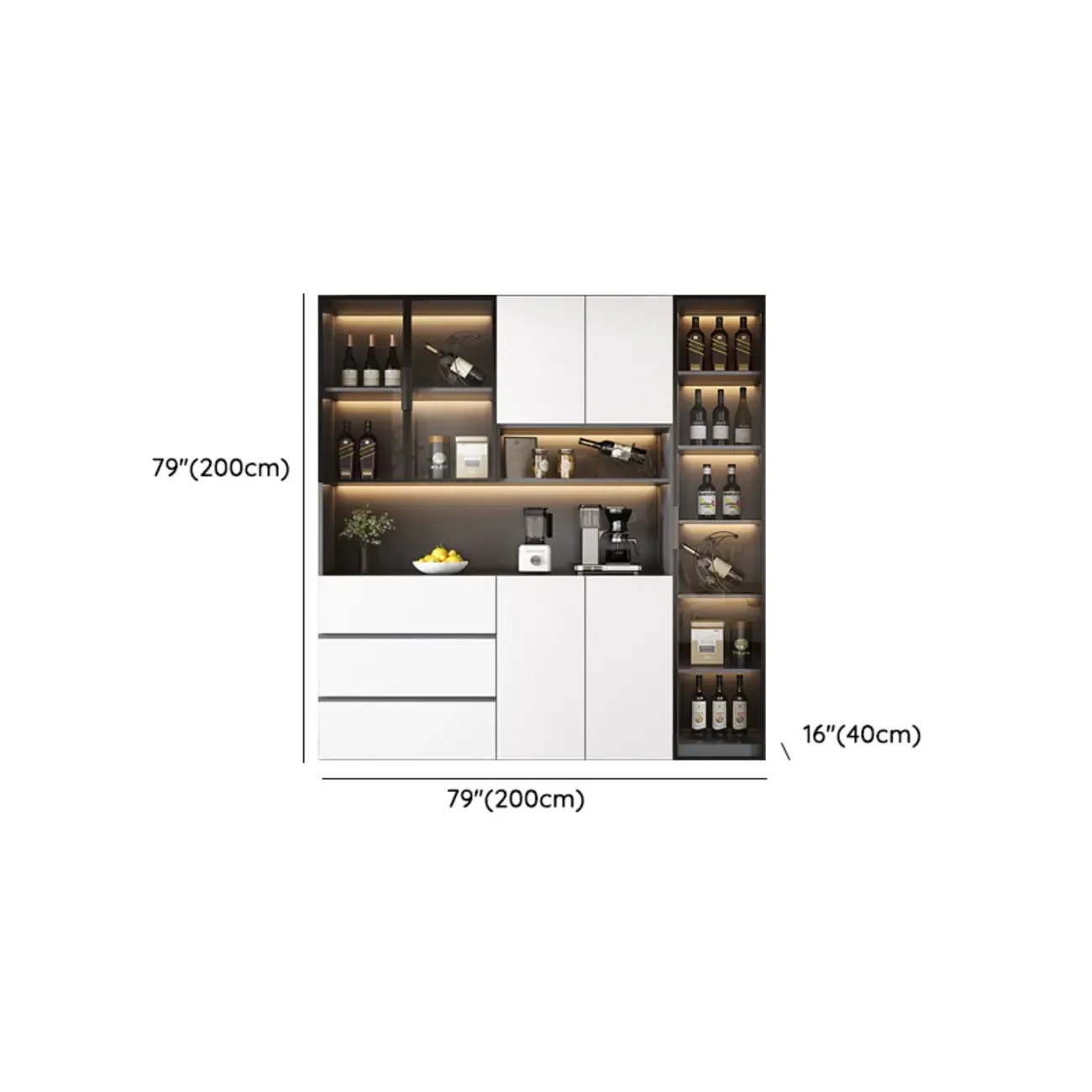 Modern Wooden Wine Cabinet with Light for Living Room Image - 34