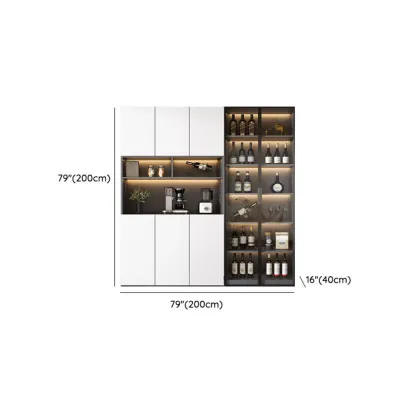 Modern Wooden Wine Cabinet with Light for Living Room Image - 35