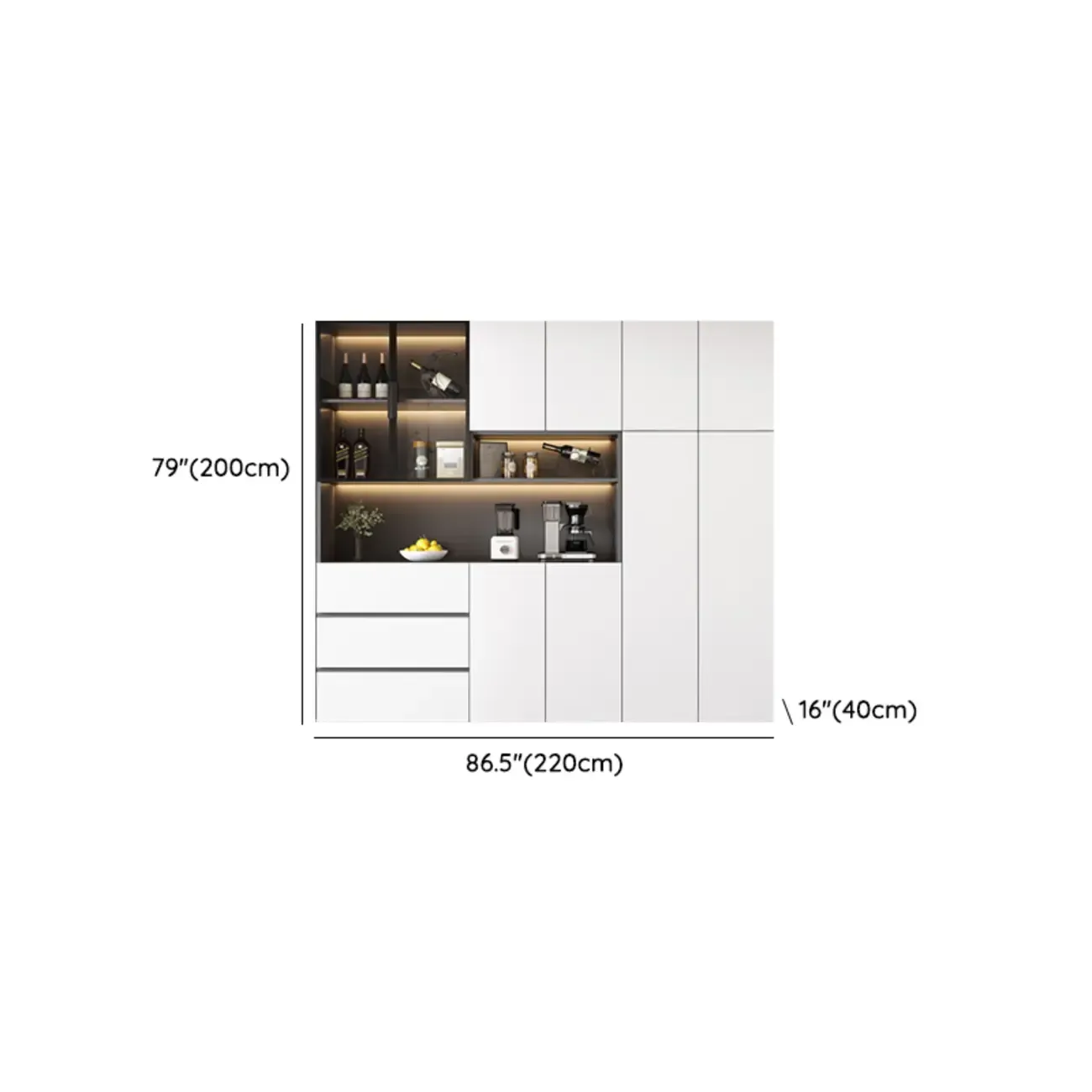 Modern Wooden Wine Cabinet with Light for Living Room Image - 36