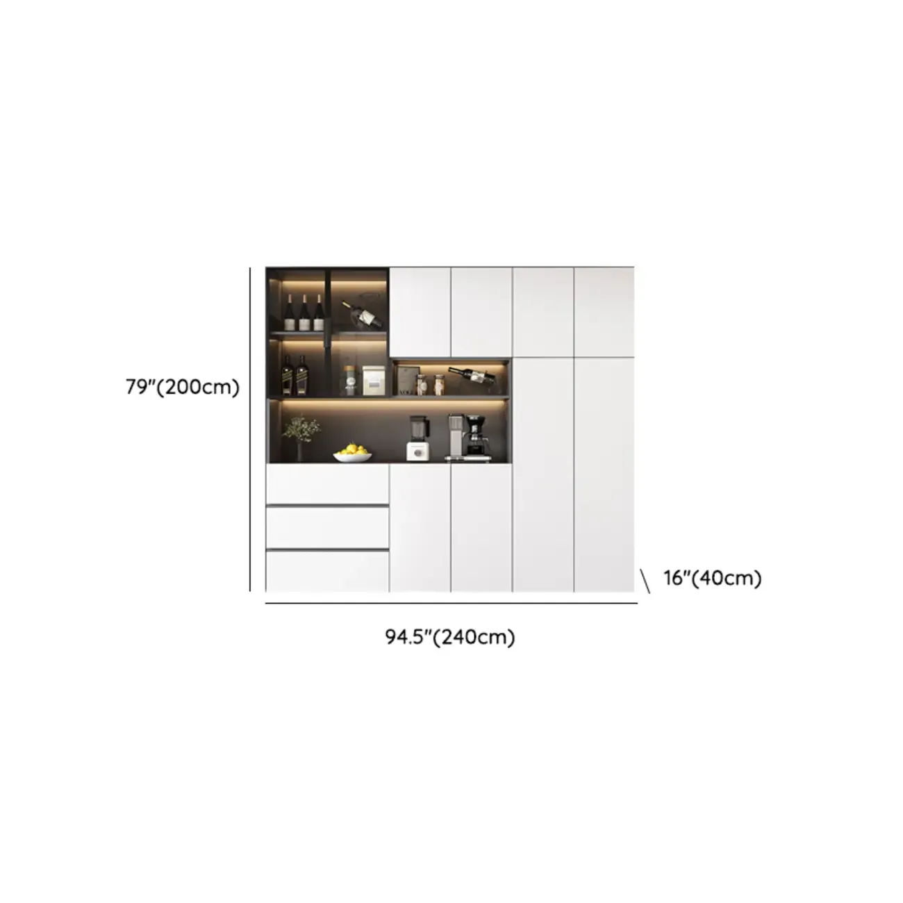 Modern Wooden Wine Cabinet with Light for Living Room Image - 39