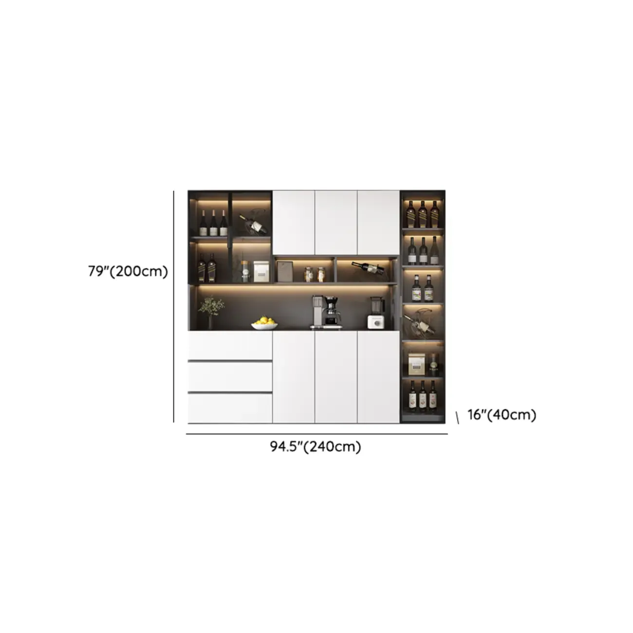 Modern Wooden Wine Cabinet with Light for Living Room Image - 41