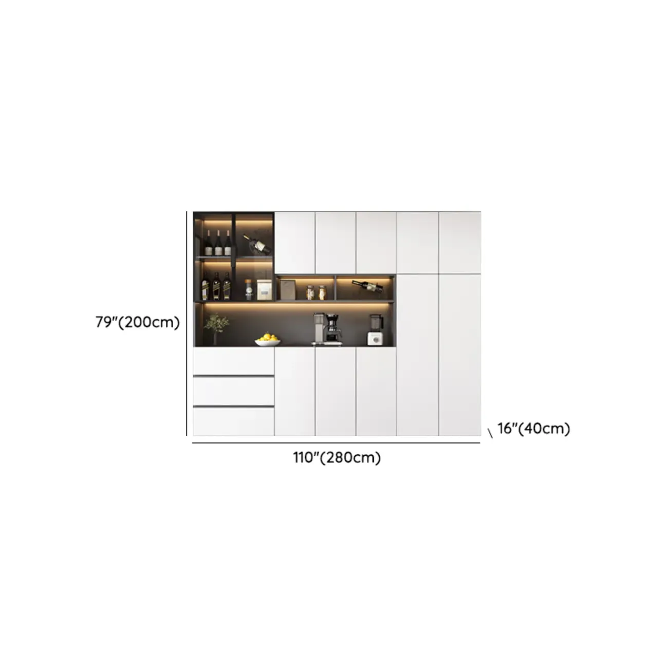 Modern Wooden Wine Cabinet with Light for Living Room Image - 42