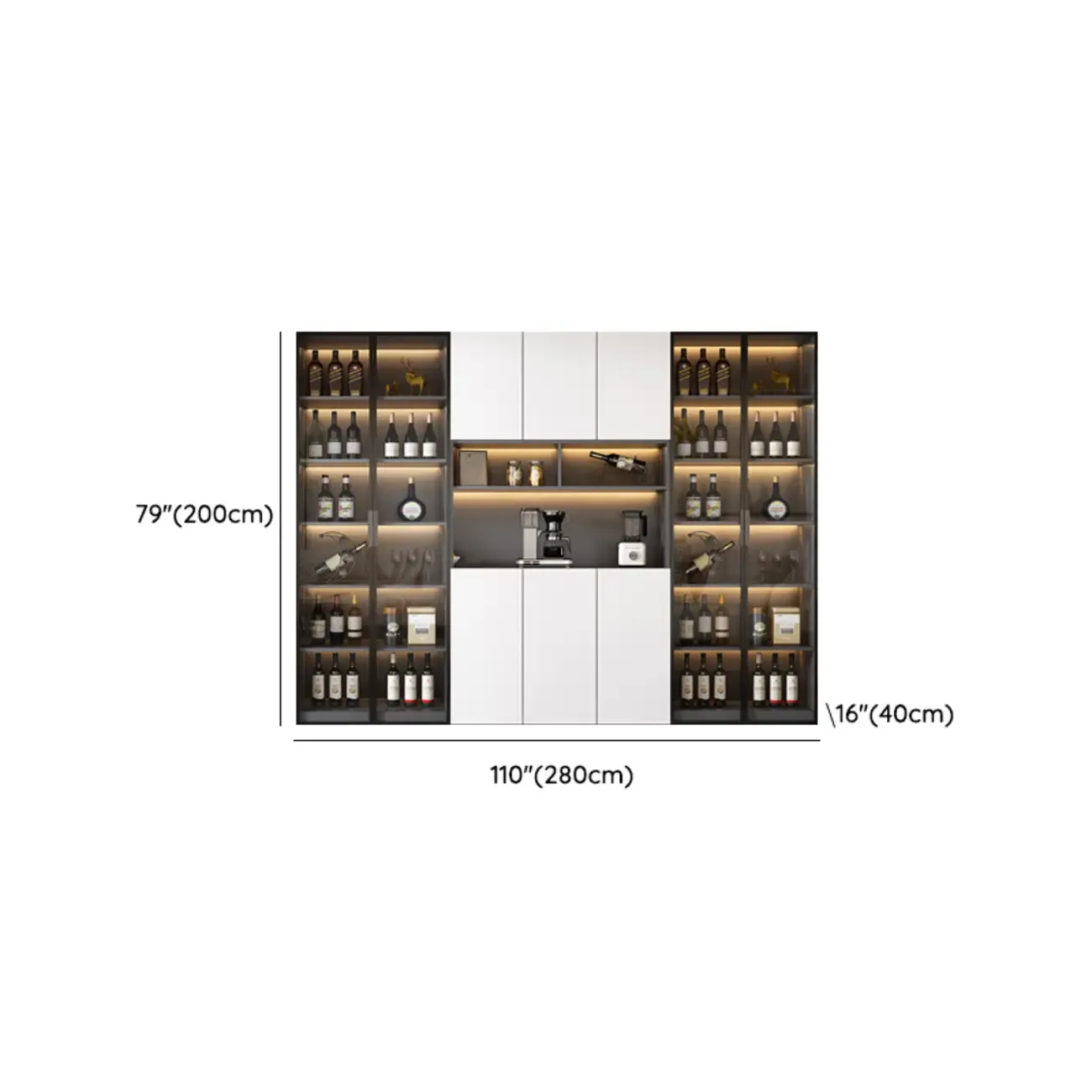 Modern Wooden Wine Cabinet with Light for Living Room Image - 43