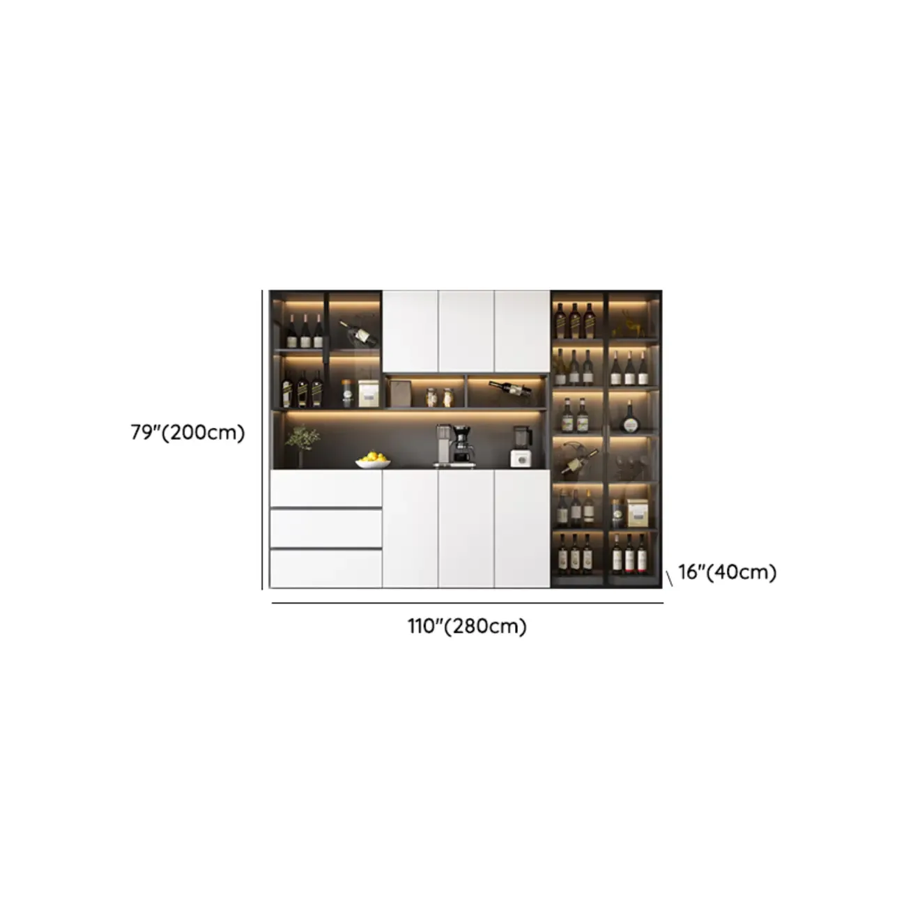 Modern Wooden Wine Cabinet with Light for Living Room Image - 44