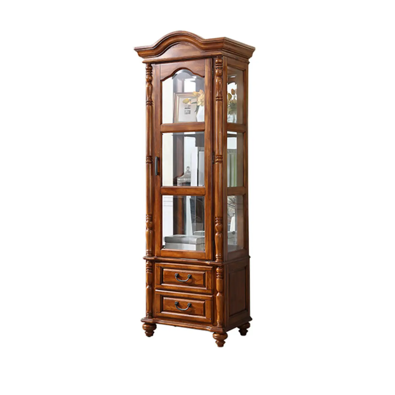 Classic Freestanding Brown Wooden Wine Cabinet for Living Room Image - 6 | homeyfad