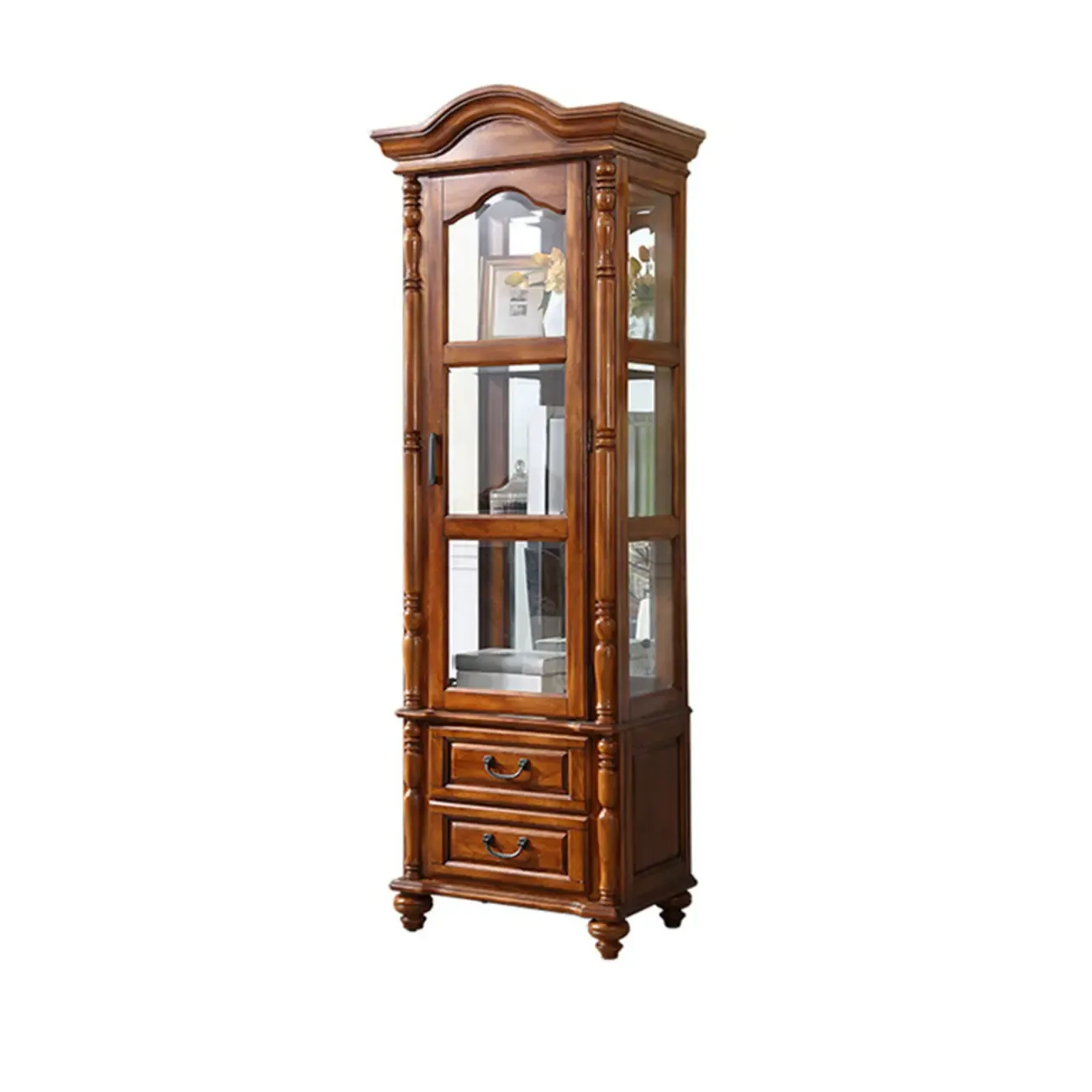 Classic Freestanding Brown Wooden Wine Cabinet for Living Room Image - 6