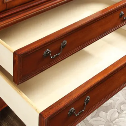 Classic Freestanding Brown Wooden Wine Cabinet for Living Room Image - 12