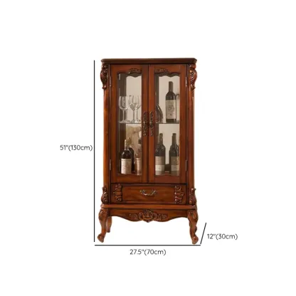 Classic Freestanding Brown Wooden Wine Cabinet for Living Room #size