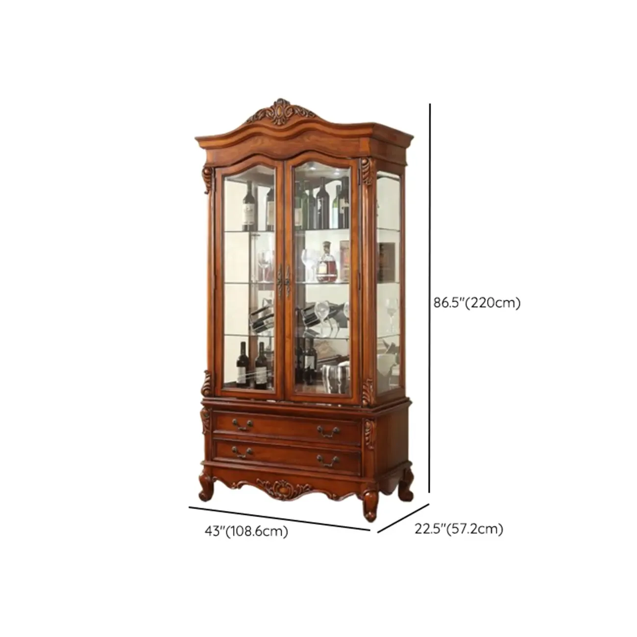 Classic Freestanding Brown Wooden Wine Cabinet for Living Room Image - 14