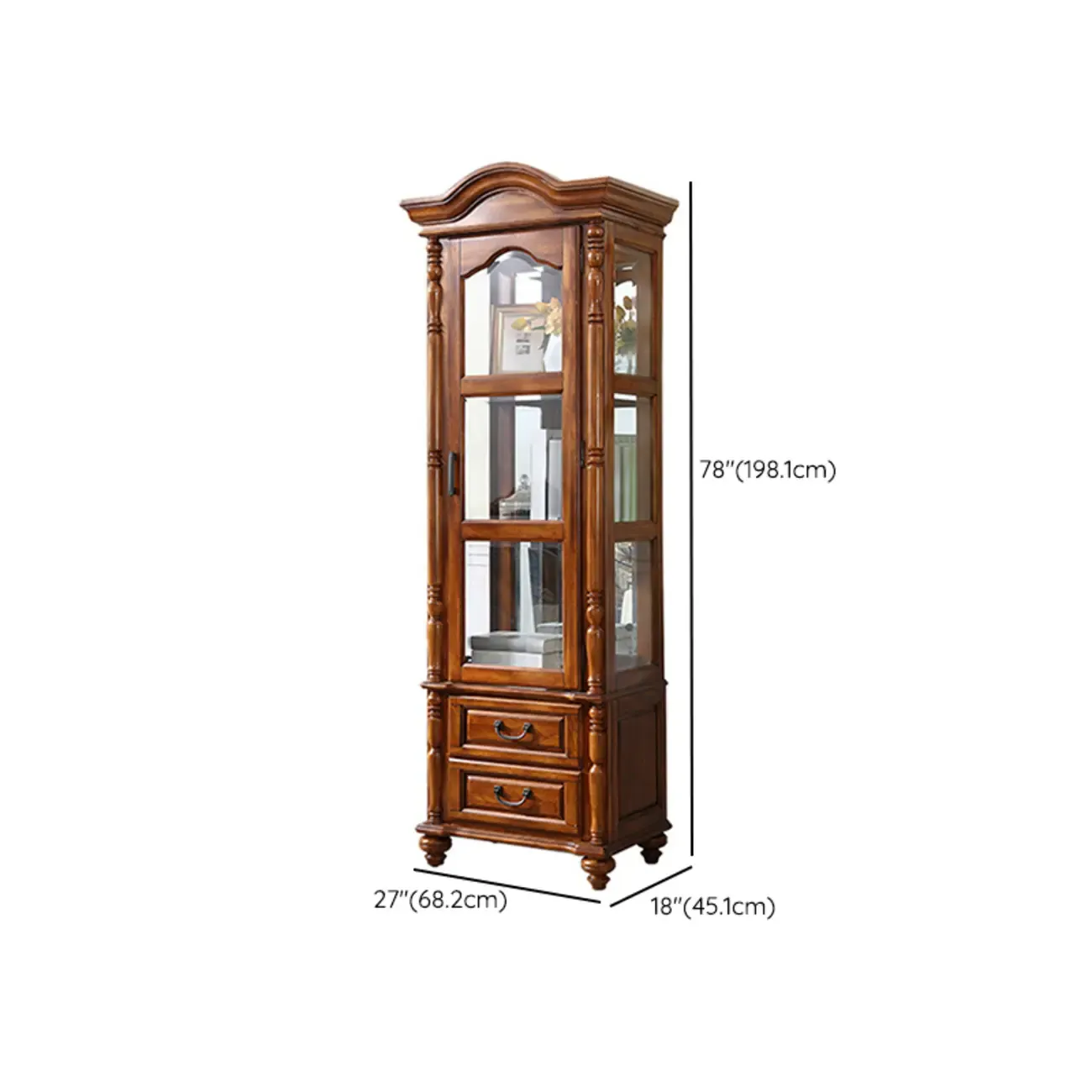 Classic Freestanding Brown Wooden Wine Cabinet for Living Room Image - 15