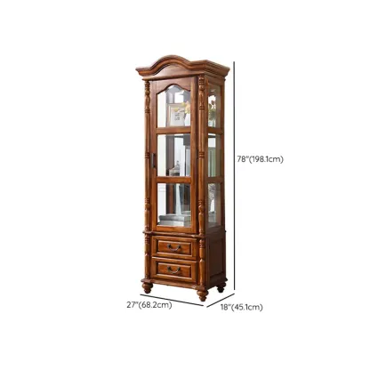 Classic Freestanding Brown Wooden Wine Cabinet for Living Room Image - 15