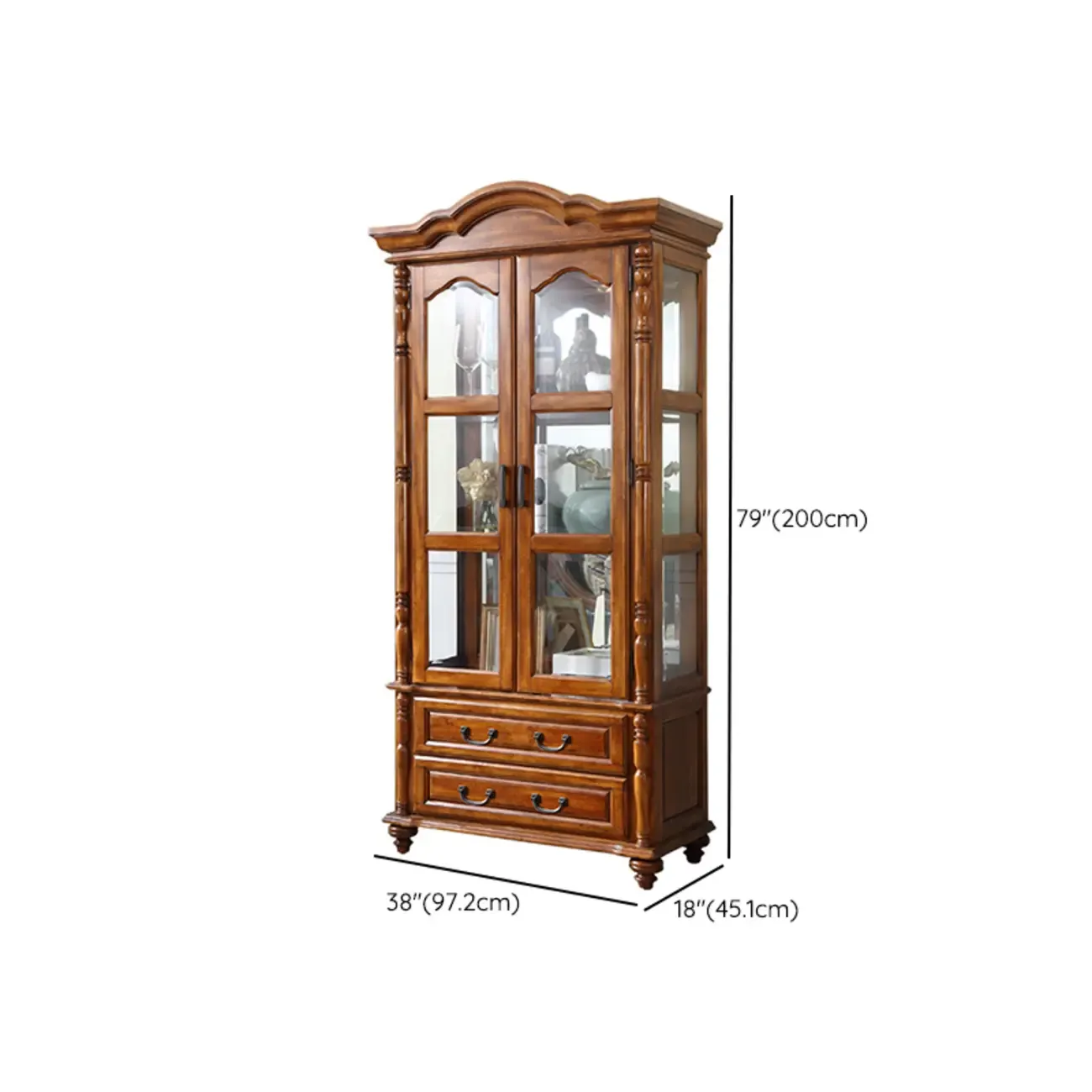 Classic Freestanding Brown Wooden Wine Cabinet for Living Room Image - 16