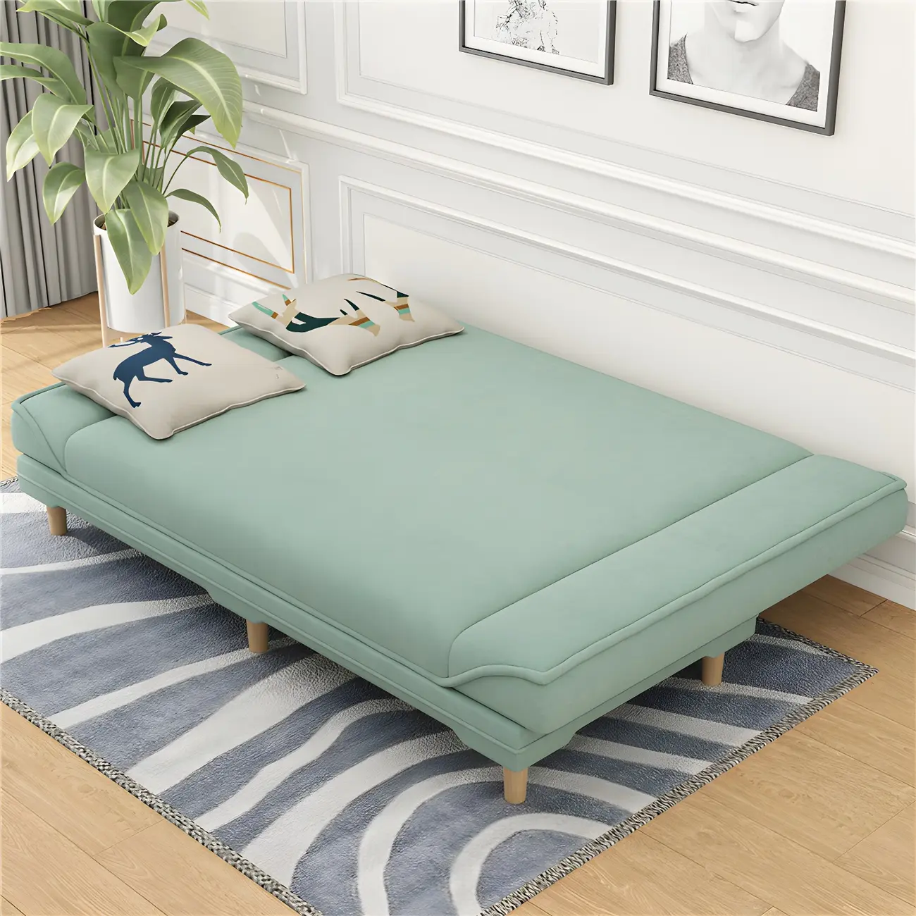 Modern Upholstery Convertible Sleeper Sofa with 2 Pillows Image - 2 | homeyfad