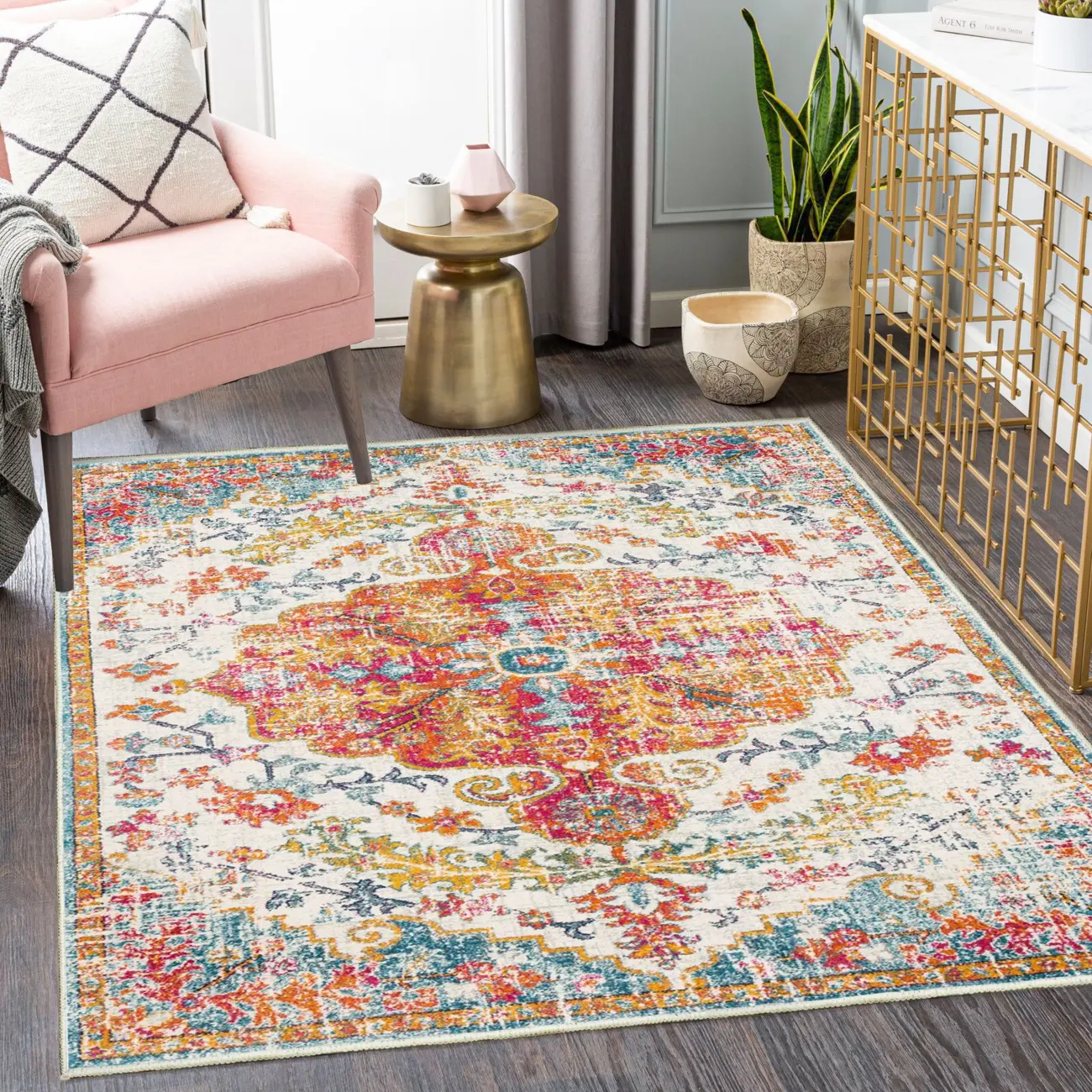 Modern Polyester Washable Rug for Living Room Decor Image - 1 | homeyfad