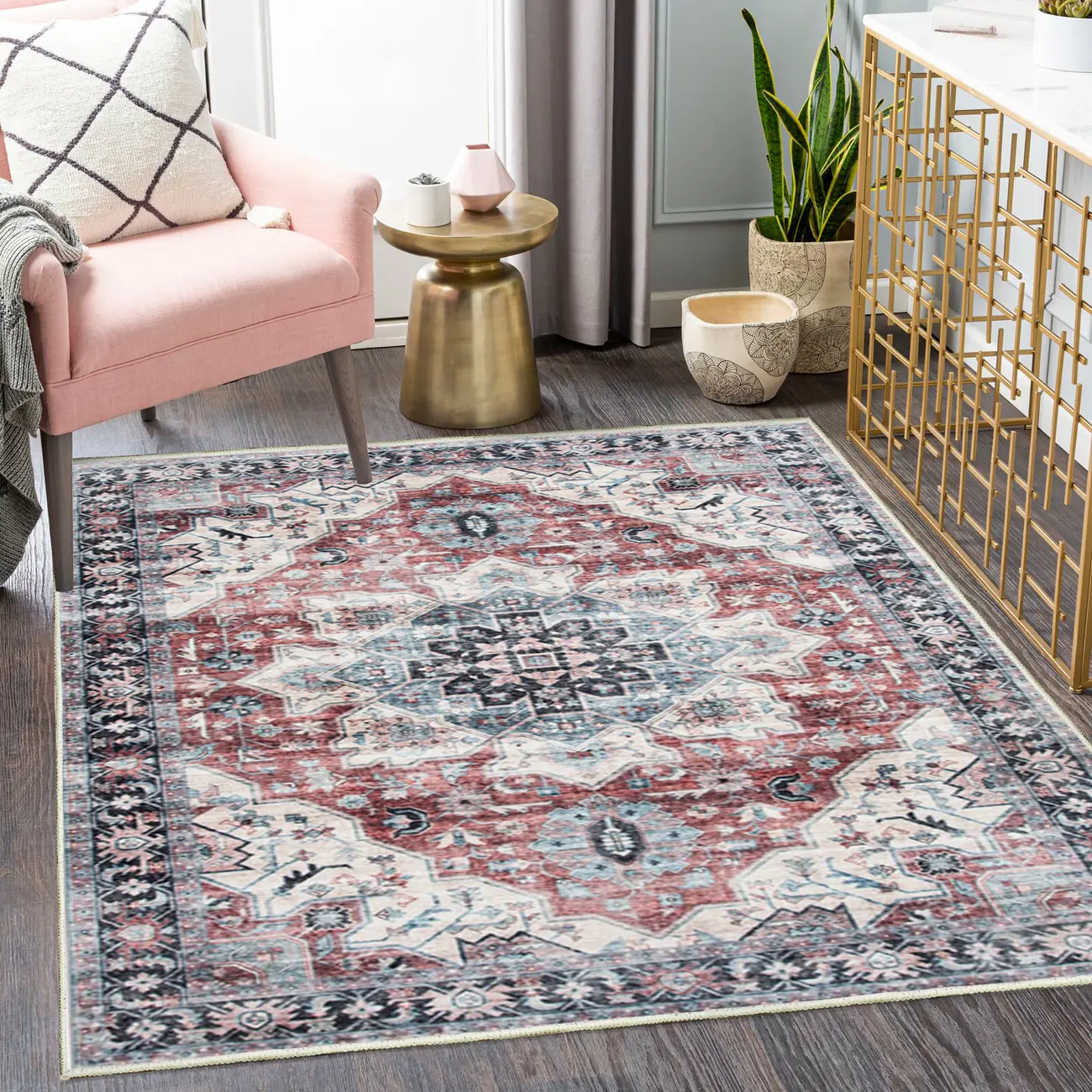 Modern Polyester Washable Rug for Living Room Decor Image - 2 | homeyfad