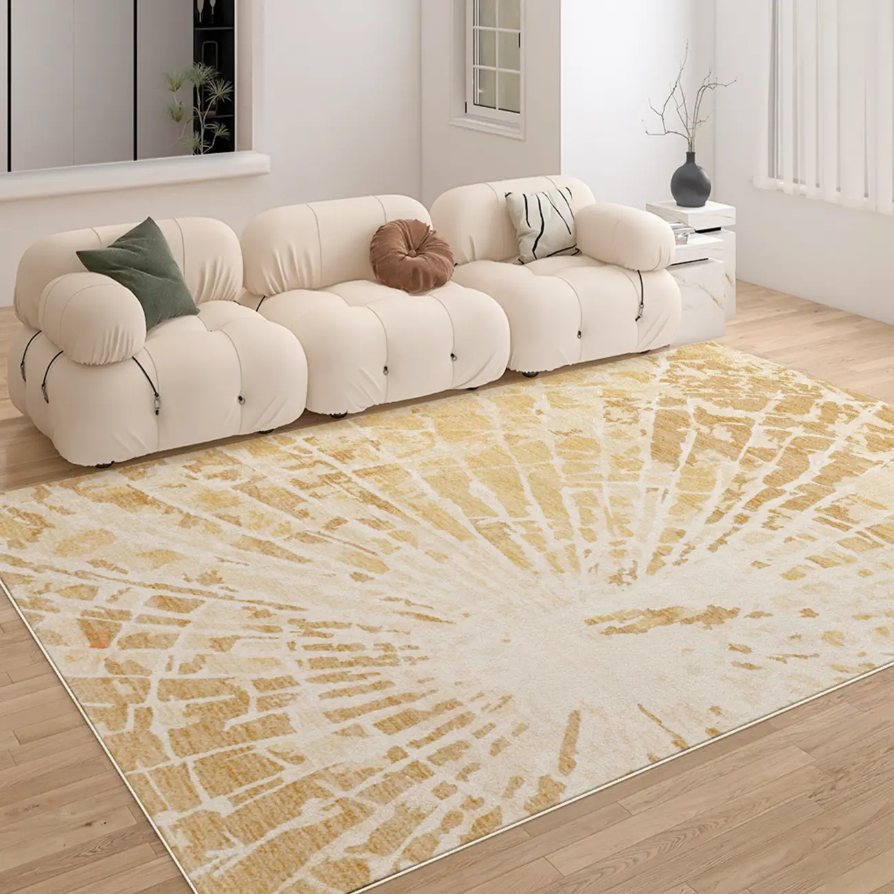 Modern Washable Polyester Color Block Living Room Area Rug Image - 1 | homeyfad