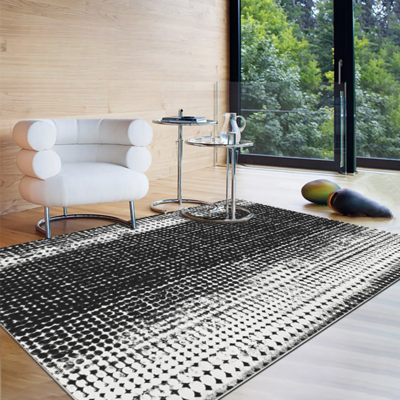 Modern Ombre Polka Dot Living Room Washable Area Rug Image - 1 | homeyfad