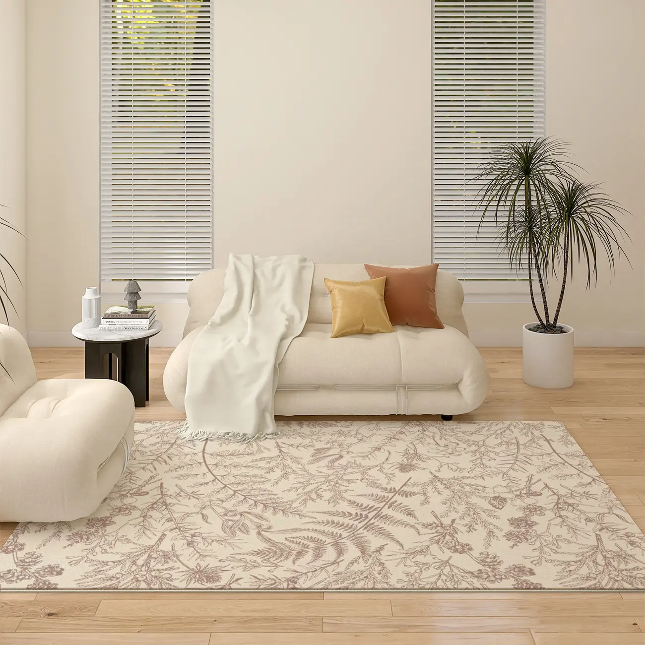 Modern Floral Loop Velvet Area Rug for Living Room Image - 1 | homeyfad
